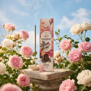 caja de 6 varillas de incienso natural de citronella y rosas